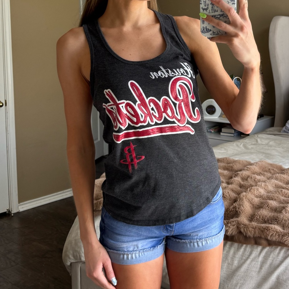 NBA Women's Gray and Red Houston Rockets Basketball Tank Top